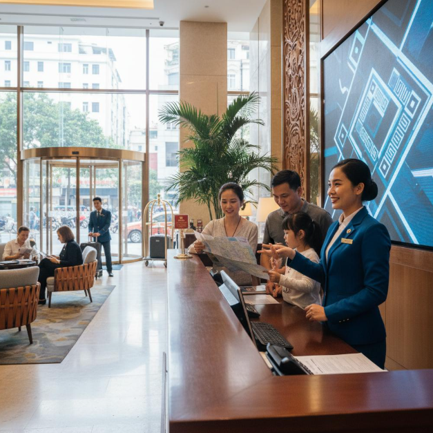 Khả năng phản hồi nhanh, giao tiếp lịch sự và giải quyết vấn đề hiệu quả là những yếu tố giúp lễ tân nâng cao trải nghiệm của khách hàng, đồng thời góp phần xây dựng hình ảnh chuyên nghiệp cho khách sạn