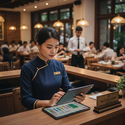 Lễ tân là "trung tâm thần kinh", điều phối thông tin và các hoạt động của nhà hàng.