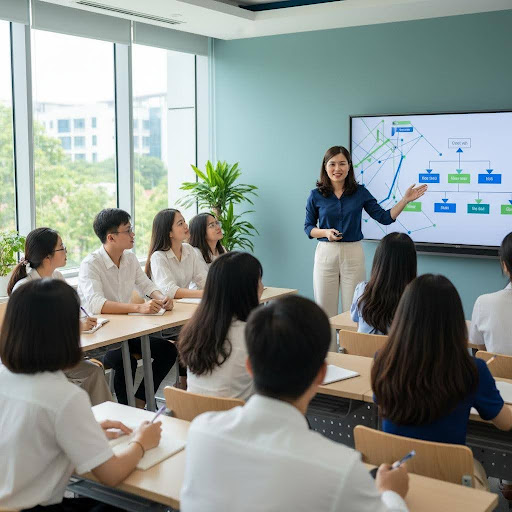 Giảng viên cơ hữu không chỉ truyền đạt kiến thức mà còn là người định hướng, đồng hành cùng sinh viên.